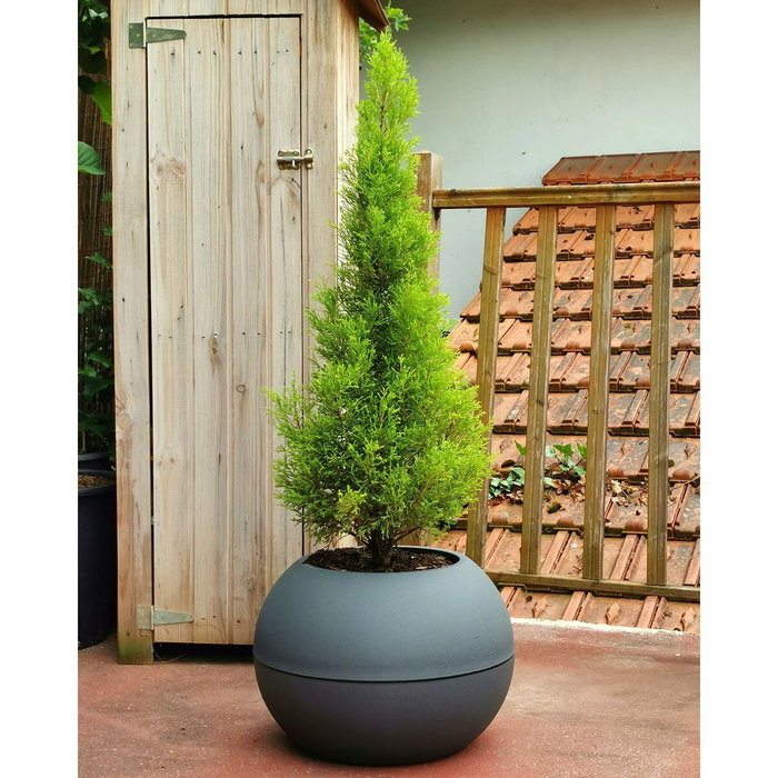 Riviera Pot de fleurs Boule Gris Granit D40 H28 cm