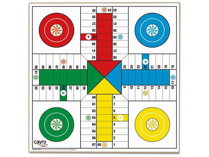 Cayro - Jeu de société plateau en bois Parchís - La Oca 33x33 cm, en espagnol