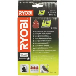 Ryobi Lot de 10 Abrasifs Auto-Agrippants 140x100 mm Triangle pour Ponceuse R18PS-0 / CRO180MHG - Réf. SCS10A1