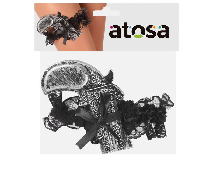 Atosa Porte-jarretelles Pirate avec Pistolet Décoratif Noir Atosa Porte-jarretelles Pirate avec Pistolet Décoratif Noir