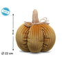 BigBuy Carnival Citrouille Décorative en Tissu Dorée 22x20 cm avec Nœud en Jute