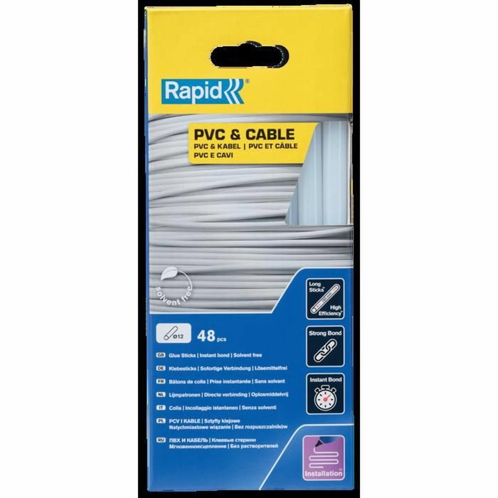 Rapid Bâtons de colle PVC & Câbles Ø12mm, 48 sticks Rapid Bâtons de colle PVC & Câbles Ø12mm, 48 sticks