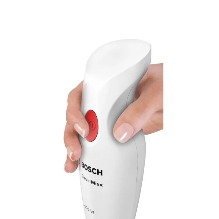 Bosch MSM14100 CleverMixx - Mixeur plongeant 400W, 1 vitesse, avec bol, poignée ergonomique, pied plastique, lames aiguisées, compatible lave-vaisselle