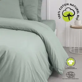 Today Housse de couette Organic 240 x 260 cm - 100% Coton 57 fils - Certifiée GOTS et Oeko-Tex - Pour lit 2 personnes avec fermeture boutonnière