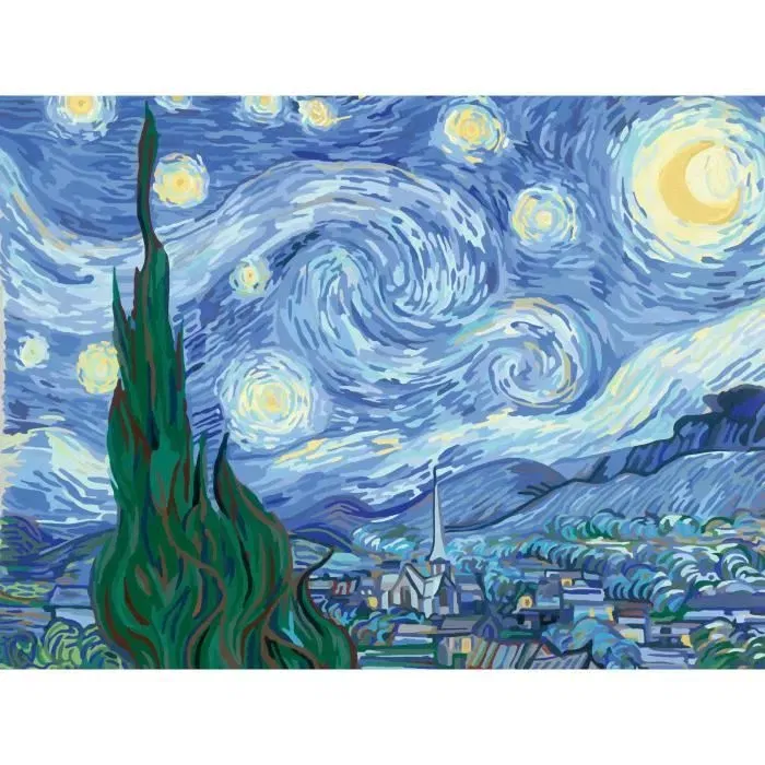 Ravensburger 23518 CreArt Grand Format 30x40 cm - Peinture par Numéros La Nuit Étoilée de Van Gogh - À Partir de 14 Ans