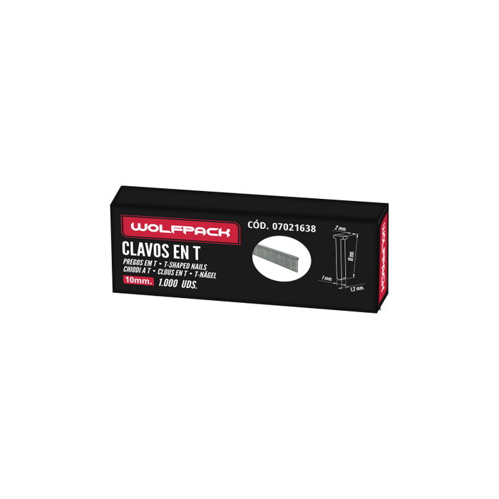 Wolfpack Linea Profesional Clous en T pour cloueuse électrique ou pneumatique, 1 000 pièces