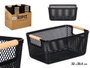 Kipit Panier en plastique avec anse en bambou noir 32 x 20,5 cm (Set de 24)