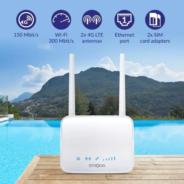 Strong Routeur 4G LTE Wi-Fi 300 Mbit/s, Modem Haut Débit Compatible Tous Opérateurs, Support 802.11n/b/g