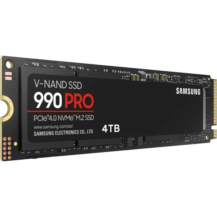 Samsung SSD Interne 990 PRO 4 TB PCIe 4.0 NVMe 2.0 M.2 2280 MZ-V9P4T0BW jusqu'à 7450 Mo/s