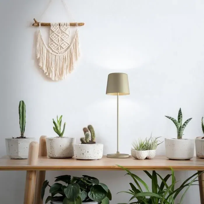 Brilliant Lampe à poser KAAMI BRILLIANT LED extérieur IP44 - Dimmable et rechargeable USB - Métal et plastique cappuccino - 2W 310lm 3000K