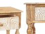 Giftdecor Table d'appoint 2 tiroirs courbes naturel blanc 98 x 77 x 42 cm