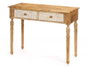 Giftdecor Table d'appoint 2 tiroirs courbes naturel blanc 98 x 77 x 42 cm