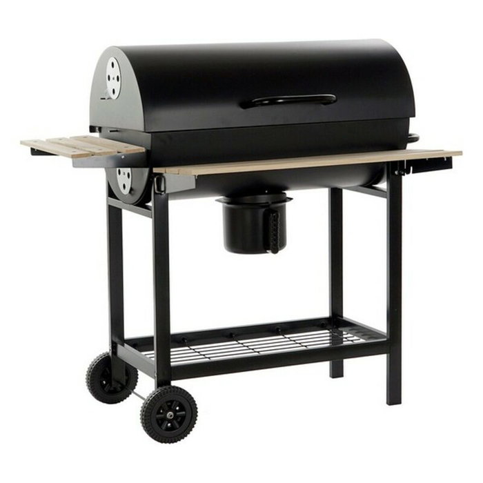 DKD Home Decor Barbecue à Charbon avec Couvercle et Roulettes Noir et Bois Naturel DKD Home Decor Barbecue à Charbon avec Couvercle et Roulettes Noir et Bois Naturel