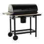 DKD Home Decor Barbecue à Charbon avec Couvercle et Roulettes Noir et Bois Naturel