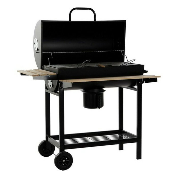 DKD Home Decor Barbecue à Charbon avec Couvercle et Roulettes Noir et Bois Naturel DKD Home Decor Barbecue à Charbon avec Couvercle et Roulettes Noir et Bois Naturel
