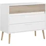 Parisot Commode AALBORG 3 Tiroirs Blanc Style Scandinave Panneaux de Particules 90.8 x 40 x 77.5 cm