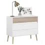 Parisot Commode AALBORG 3 Tiroirs Blanc Style Scandinave Panneaux de Particules 90.8 x 40 x 77.5 cm