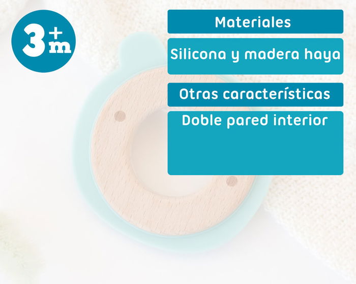 KioKids Mordedor pour bébé, anneau de dentition ours en bois de hêtre et silicone verte, jouet sensoriel à mâcher, recommandé dès 3 mois, collection Ecofriendly KioKids Mordedor pour bébé, anneau de dentition ours en bois de hêtre et silicone verte, jouet sensoriel à mâcher, recommandé dès 3 mois, collection Ecofriendly