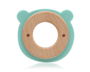 KioKids Mordedor pour bébé, anneau de dentition ours en bois de hêtre et silicone verte, jouet sensoriel à mâcher, recommandé dès 3 mois, collection Ecofriendly