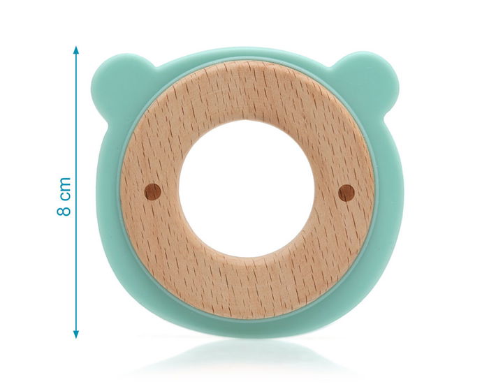 KioKids Mordedor pour bébé, anneau de dentition ours en bois de hêtre et silicone verte, jouet sensoriel à mâcher, recommandé dès 3 mois, collection Ecofriendly KioKids Mordedor pour bébé, anneau de dentition ours en bois de hêtre et silicone verte, jouet sensoriel à mâcher, recommandé dès 3 mois, collection Ecofriendly