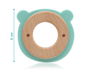 KioKids Mordedor pour bébé, anneau de dentition ours en bois de hêtre et silicone verte, jouet sensoriel à mâcher, recommandé dès 3 mois, collection Ecofriendly