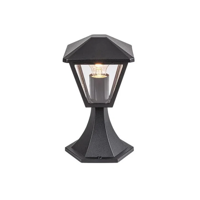 RABALUX RAB-7148 Paravento - Lampe de jardin extérieure en aluminium noir avec abat-jour en verre, IP44, douille E27, Hauteur 29 cm
