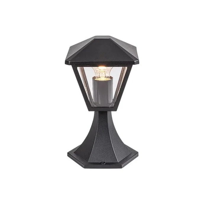 RABALUX RAB-7148 Paravento - Lampe de jardin extérieure en aluminium noir avec abat-jour en verre, IP44, douille E27, Hauteur 29 cm