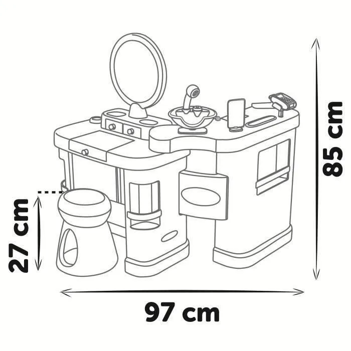 Smoby My Beauty Center - Institut de beauté 3 en 1 pour fille avec coiffure, onglerie et maquillage factice, 26 accessoires, jeu à partir de 3 ans