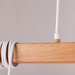 Lampe à suspension Indaiatuba en métal et bois