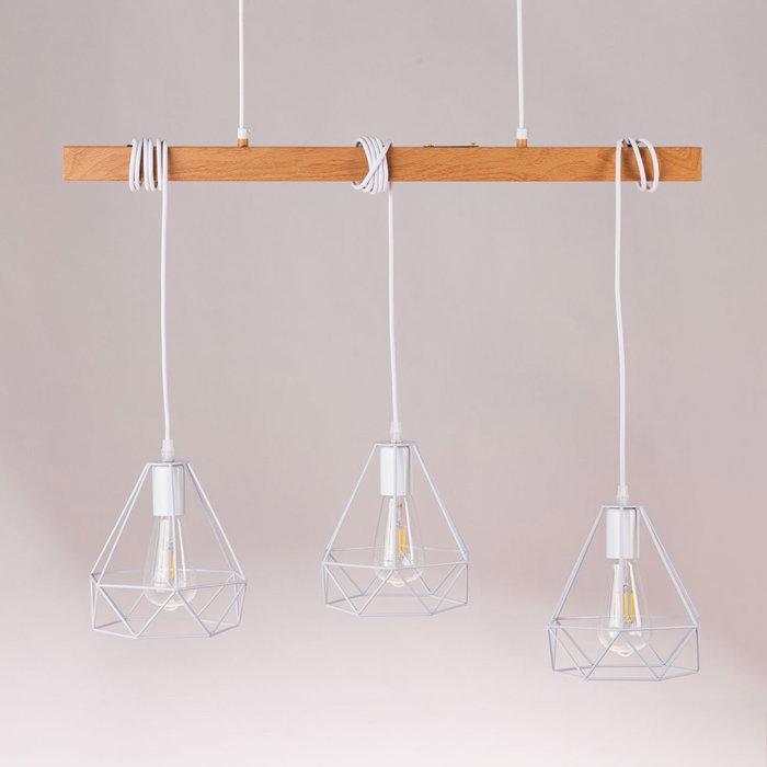 Lampe à suspension Indaiatuba en métal et bois Lampe à suspension Indaiatuba en métal et bois