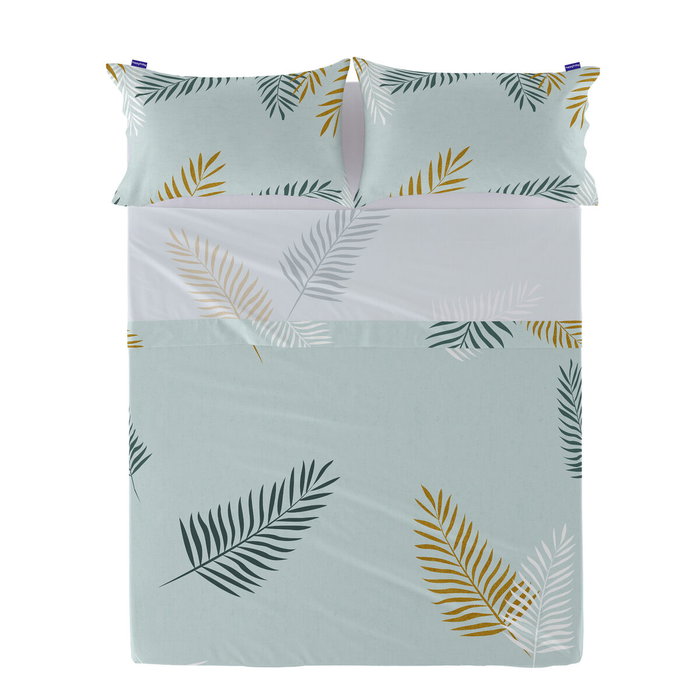 Drap HappyFriday Blanc Foliage Mint Multicouleur 240 x 270 cm Drap HappyFriday Blanc Foliage Mint Multicouleur 240 x 270 cm