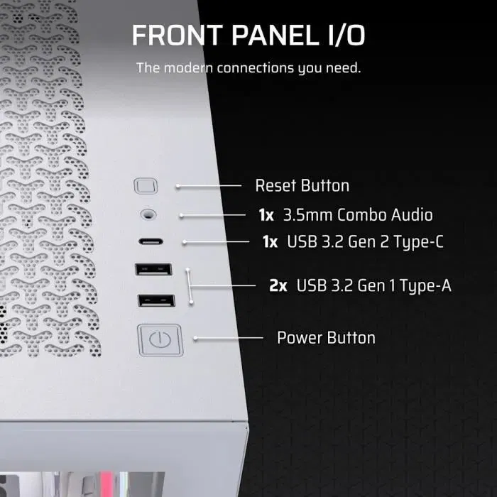 Corsair 3500X LXR iCUE LINK - Boîtier PC moyen-tour en verre trempé blanc, 3 ventilateurs RGB inversés, espace pour carte graphique et refroidissement liquide