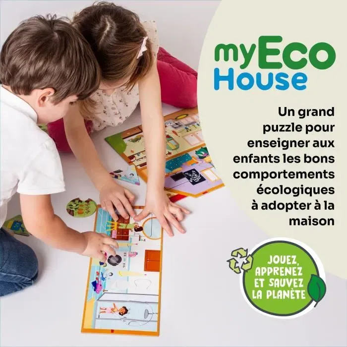 Adventerra Jeu éducatif GEOMAG - My Eco House - Méthode Montessori - Construction de maison - Sensibilisation à l'environnement