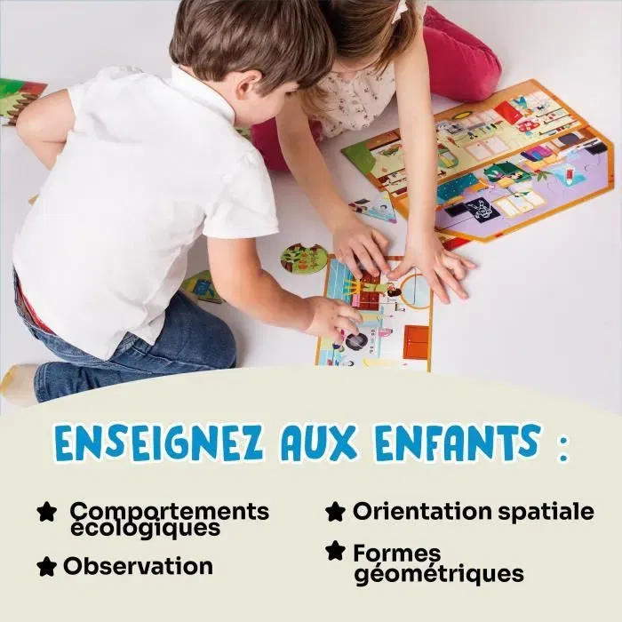 Adventerra Jeu éducatif GEOMAG - My Eco House - Méthode Montessori - Construction de maison - Sensibilisation à l'environnement