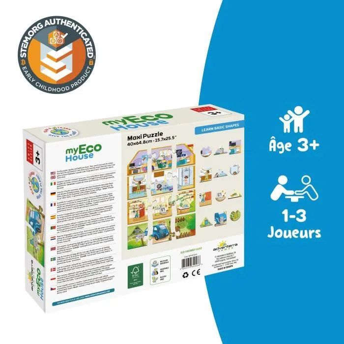 Adventerra Jeu éducatif GEOMAG - My Eco House - Méthode Montessori - Construction de maison - Sensibilisation à l'environnement