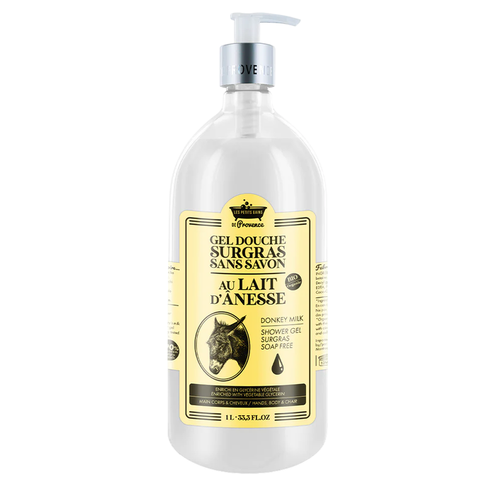 Les Petites Bains de Provence Gel Douche Au Lait d'Ânesse 1000 ml - Corps, Visage et Cheveux, Pour Peaux Sensibles Les Petites Bains de Provence Gel Douche Au Lait d'Ânesse 1000 ml - Corps, Visage et Cheveux, Pour Peaux Sensibles