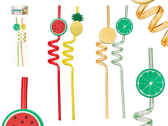 Leknes Lot de 2 Pailles Fruits Assortis 10x33x3 cm Plastique (Set de 48) Leknes Lot de 2 Pailles Fruits Assortis 10x33x3 cm Plastique (Set de 48)