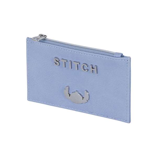 Karactermania - Porte-cartes et porte-monnaie slim Lilo et Stitch en acier - 5 compartiments pour cartes, 1 pour monnaie - PVC/polyester - Dimensions : 0,5 x 14 x 8 cm - Bleu