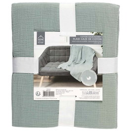 Home Deco Factory Plaid en gaze de coton vert 120x150 cm