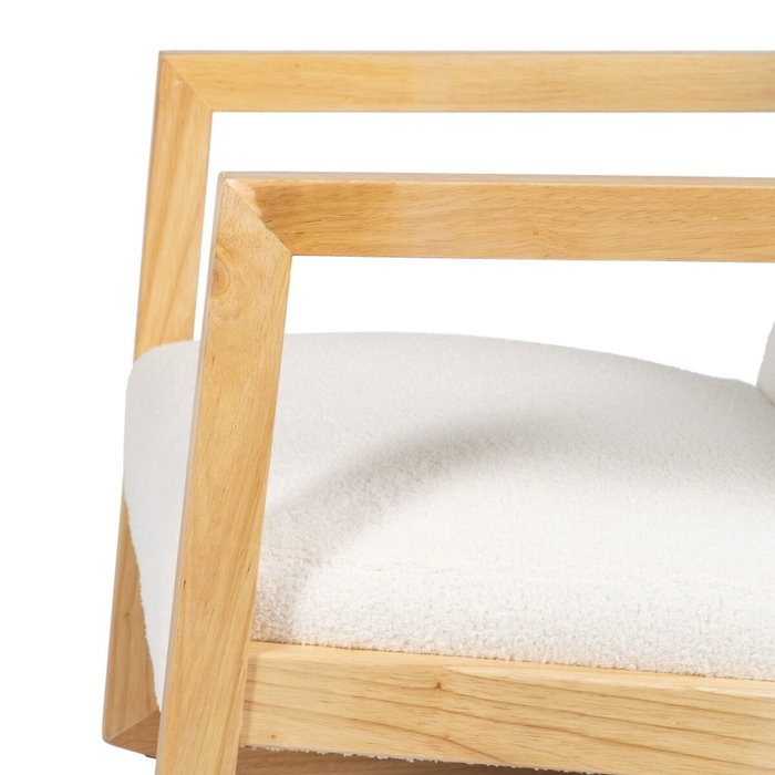 Fauteuil à Bascule Blanc Naturel Bois d'hévéa Tissu 60 x 83 x 72 cm