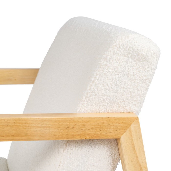 Fauteuil à Bascule Blanc Naturel Bois d'hévéa Tissu 60 x 83 x 72 cm