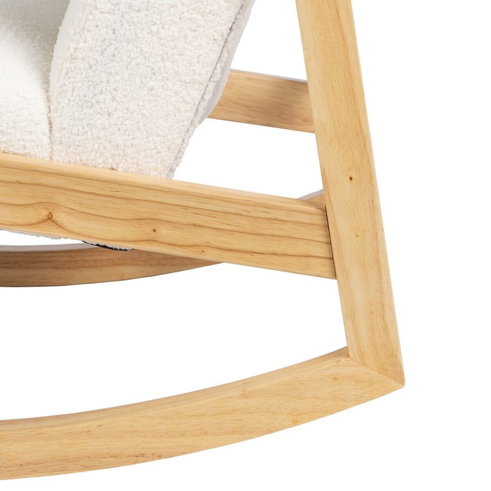 Fauteuil à Bascule Blanc Naturel Bois d'hévéa Tissu 60 x 83 x 72 cm