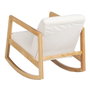 Fauteuil à Bascule Blanc Naturel Bois d'hévéa Tissu 60 x 83 x 72 cm