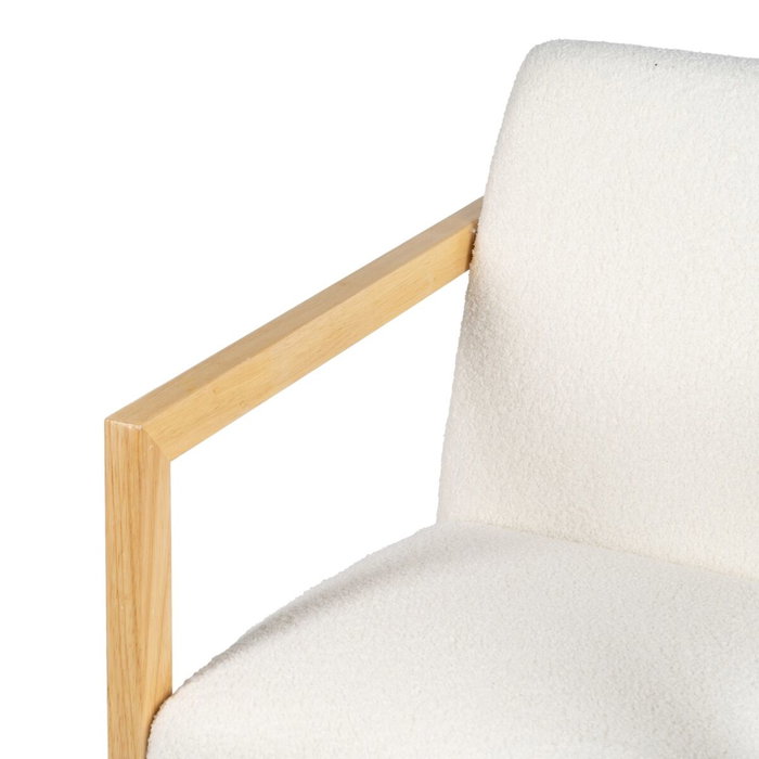 Fauteuil à Bascule Blanc Naturel Bois d'hévéa Tissu 60 x 83 x 72 cm