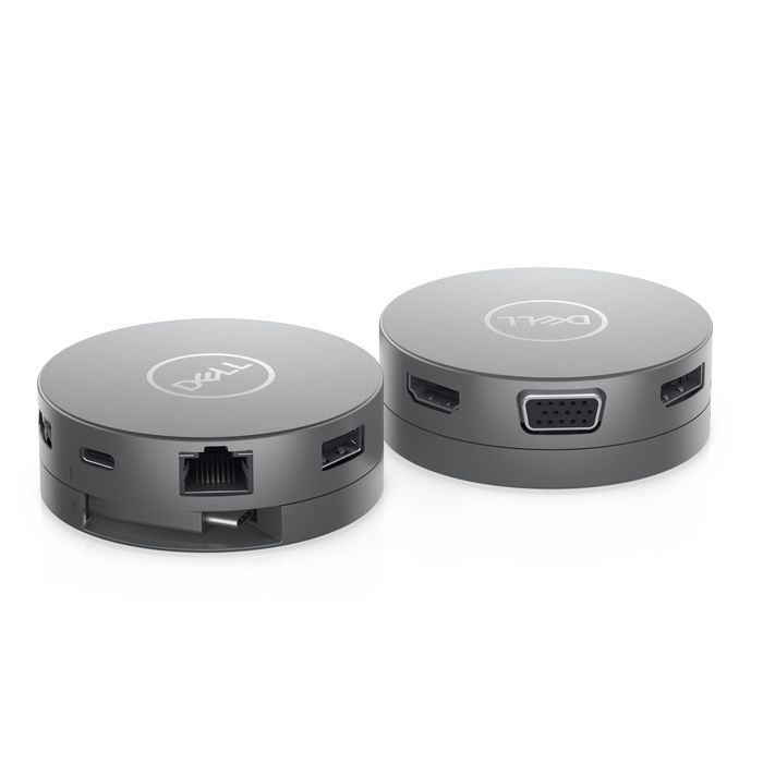 Dell DA310 - Adaptateur USB-C 7-en-1 Multiport Compact avec Passerelle 90W - 2 x USB-A 3.2, USB-C 3.2, HDMI 2.0, DisplayPort, VGA, RJ-45 - Pour Ordinateur Portable