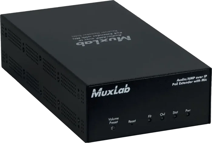 MUXLAB Récepteur Audio sur IP 50W/canal avec alimentation externe Noir MUXLAB Récepteur Audio sur IP 50W/canal avec alimentation externe Noir