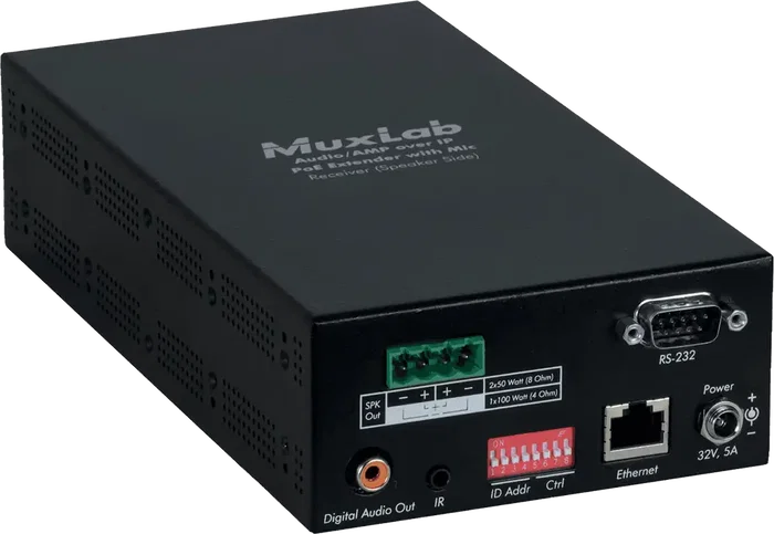 MUXLAB Récepteur Audio sur IP 50W/canal avec alimentation externe Noir MUXLAB Récepteur Audio sur IP 50W/canal avec alimentation externe Noir
