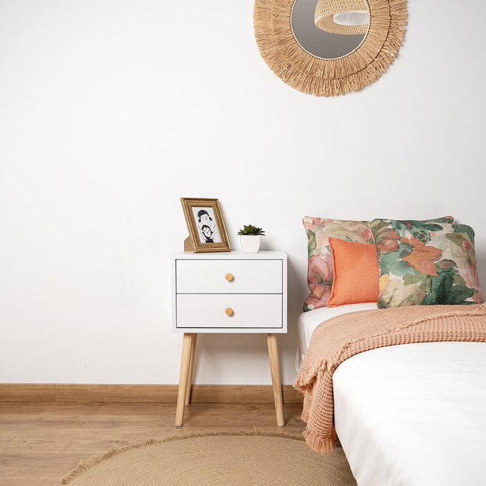 Vinthera Table de Nuit Moa Blanc Plastique