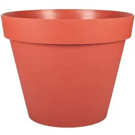 EDA - Pot de fleur rond Toscane Ø 30 cm (29.5x24 cm) - 10 Litres - Intérieur/Extérieur - Résine Terre Battue Orange - 7 Ans Garantie