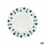 Quid Plato Postre Simetric en Porcelaine Bicolore, 19 cm (12 Unités), Apilable, Compatible Micro-ondes et Lave-vaisselle